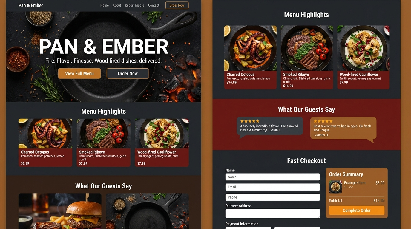 Pan & Ember Landing Page preview